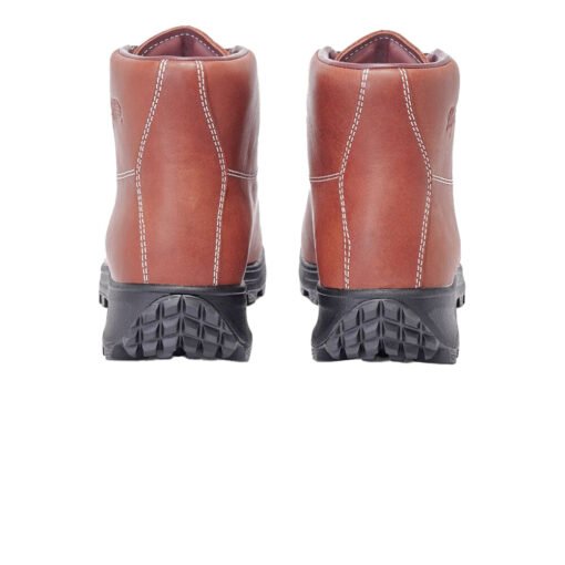 Vista trasera de las Vasque Sundowner Bota GORE-TEX en cuero marrón, mostrando el diseño simétrico del talón y la suela de tracción.