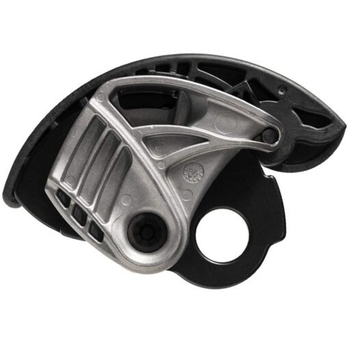 Vista trasera del asegurador Vergo Trango con diseño ergonómico en aleación de aluminio.