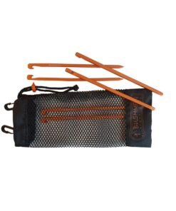 Set de 6 piquetas ultraligeras de aluminio para tienda de campaña con funda de transporte.