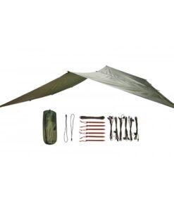 Kit completo del Toldo Bushcraft Easy Tarp 2x3 Verde con accesorios incluidos