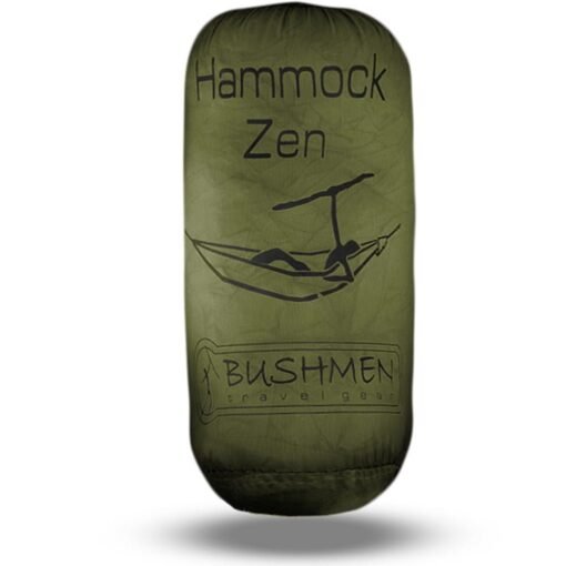 Hamaca colgante Bushmen Zen en bolsa de transporte ultracompacta color verde oliva