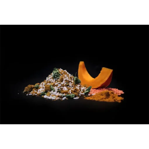 Ingredientes del Daal vegano con arroz Trail Organic Food: lentejas, arroz, espinacas y calabaza ecológicos