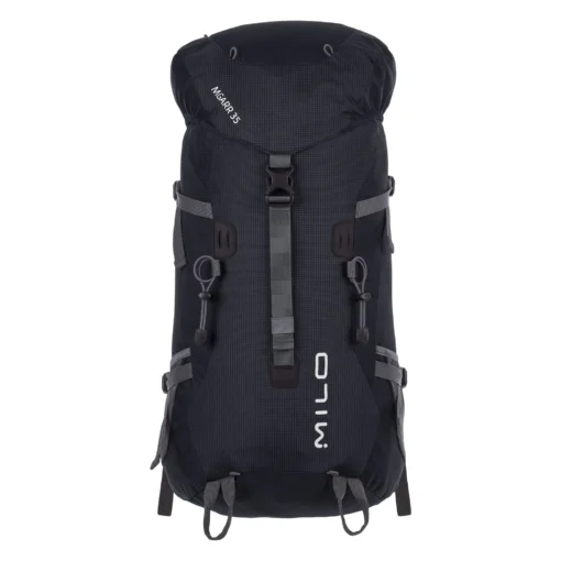 Mochila de alpinismo y trekking Milo Mgarr 35L color negro con anclajes para piolets y bastones