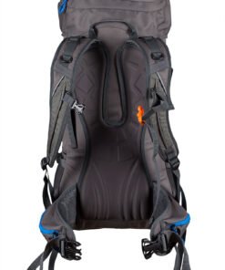 Vista trasera de la mochila Milo Mgarr 35L con sistema de carga acolchado y cinturón lumbar