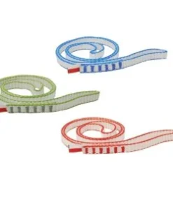 Aros de cinta Dyneema 11mm Lhotse en colores azul, verde y rojo enrollados