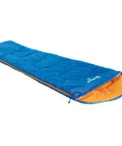 saco de dormir para niños Boogie High Peak color azul y naranja abierto
