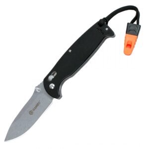 Navaja Ganzo G7412-BK-WS con hoja de acero 440C y mango G10 negro con dragonera