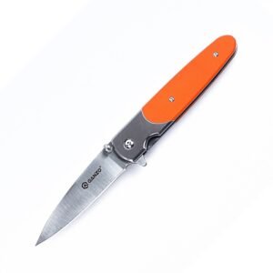 Navaja Ganzo G743-1 con mango naranja G10 y hoja de acero 440C de 87mm desplegada, navaja plegable EDC para senderismo