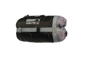 Bolsa de compresion saco de dormir HIGH PEAK M negra con saco comprimido en su interior